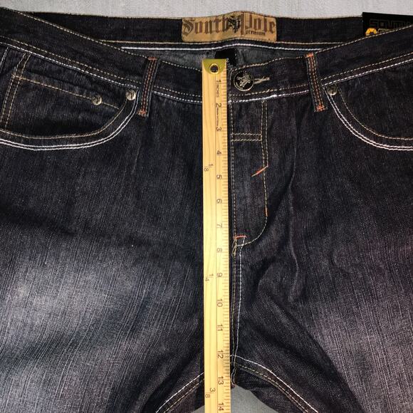 NWT Southpole Men’s 42x34 Jeans Slim Straight Dark Wash Vinyl Crest Back Pockets - Picture 9 of 12
